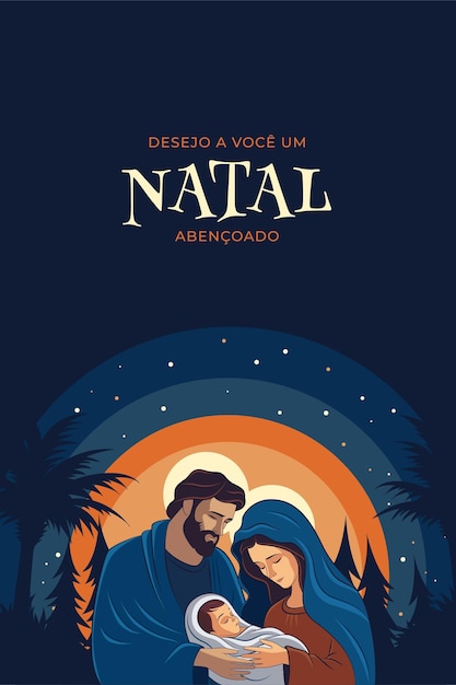 Vetor noite de natal nascimento de jesus cristo feliz natal familia sagrada