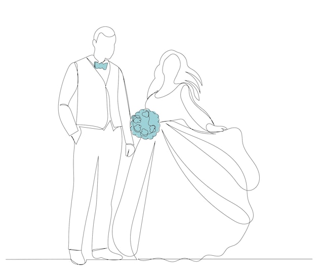 Vetor noiva e noivo com vetor de design de silhueta de véu isolado