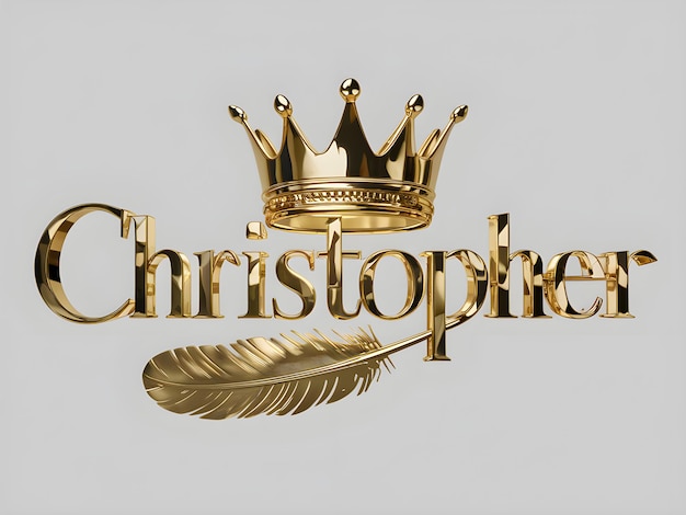 Vetor nome christopher logo design christopher nome em fonte elegante coroa pena ouro formato vetor