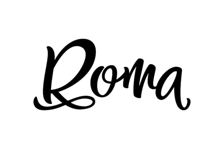 Vetor nome da cidade escrito à mão. caligrafia de letras à mão. roma. letras vetoriais artesanais. ilustração vetorial