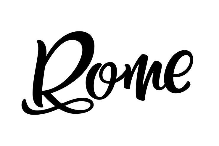 Vetor nome da cidade escrito à mão. caligrafia de letras à mão. roma. letras vetoriais artesanais. ilustração vetorial