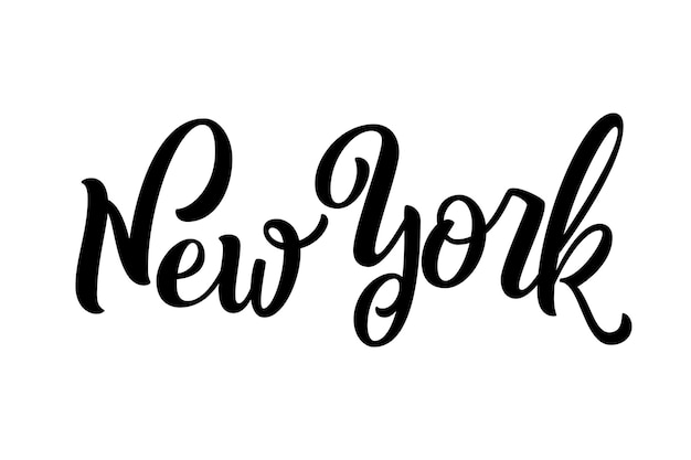 Nome da cidade escrito à mão Caligrafia de letras manuscritas Nova York Vetor feito à mão Letras