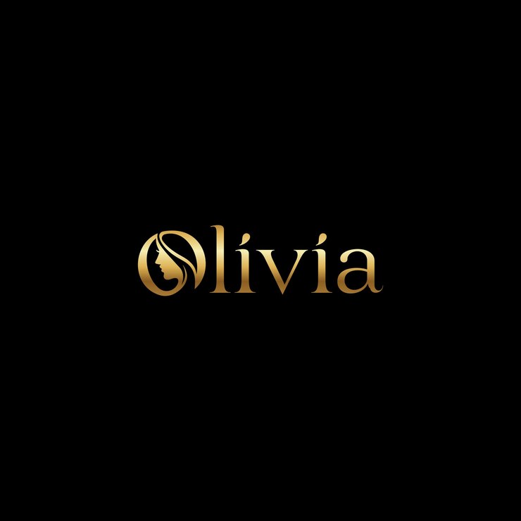 Vetor nome olivia logo design com mulheres ícone rosto spa logo feminino logo salão de beleza logo modelo