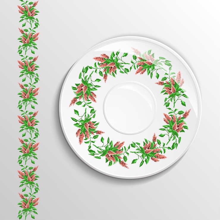 Vetor nomeações de mesa no restaurante prato decorativo com ornamento étnico redondo estilo ucraniano