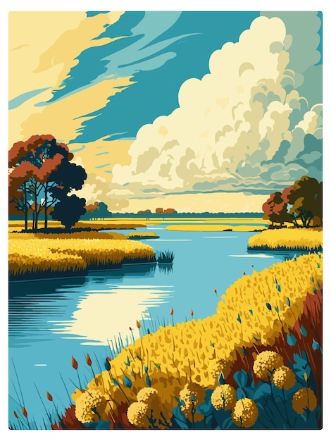 Norfolk broads decoration parque nacional poster de viagem vintage souvenir cartão postal pintura de retrato