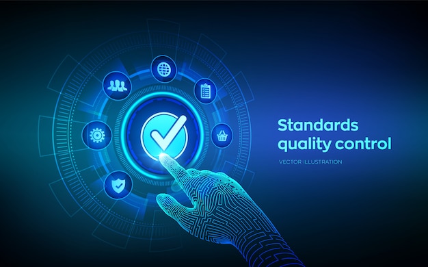 Normas ISO controle de qualidade garantia conceito de tecnologia de negócios.