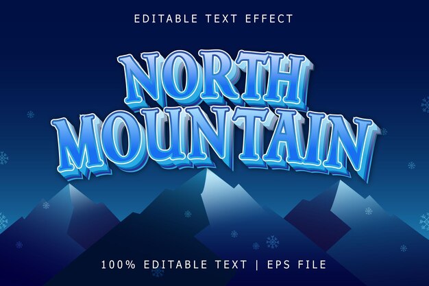 North mountain efeito de texto editável 3 dimensões gravação estilo moderno