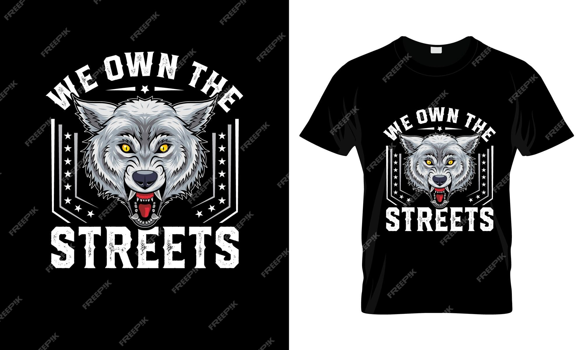 Nós possuímos as ruas camiseta gráfica colorida design de camiseta de lobo