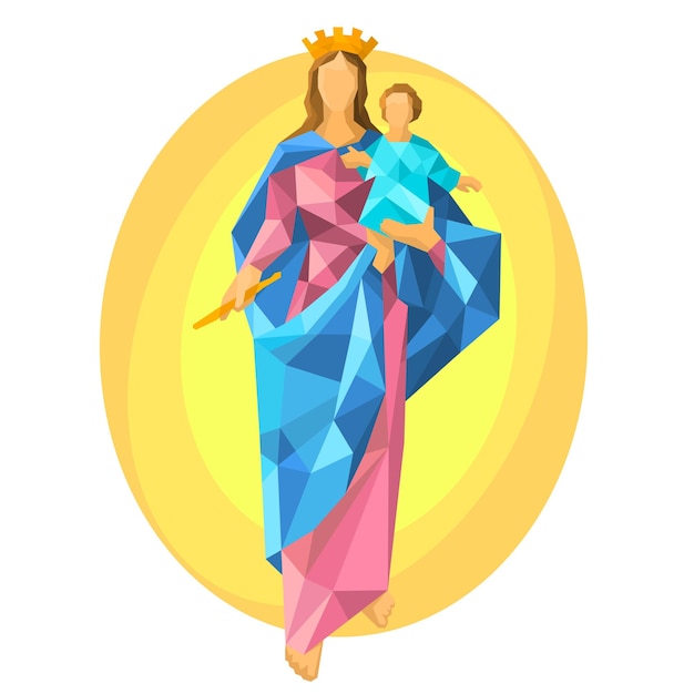 Vetor nossa senhora auxiliadora virgem maria com o menino jesus