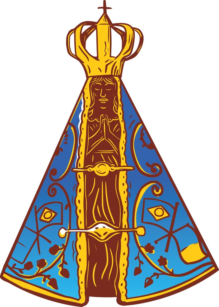 Vetor nossa senhora da aparecida cores vibrantes do santo padroeiro do brasil vector colorido