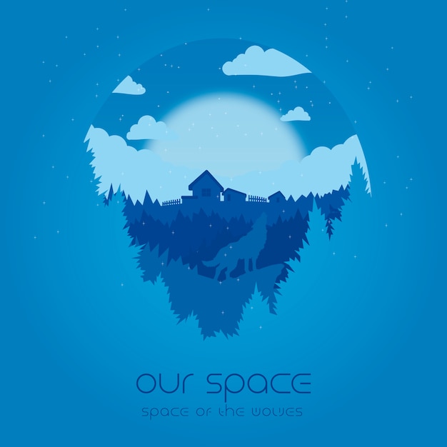 Vetor nosso espaço - espaço da ilustração de lobos