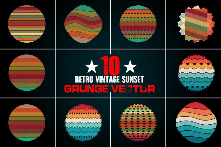 Vetor nostálgico retro sunset dreams background vector coleção de backgrounds retro vintage