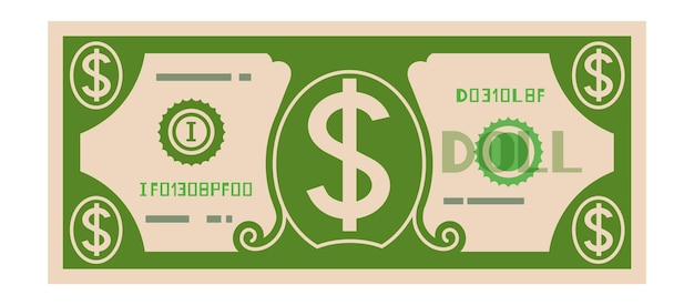 Vetor nota de banco da nota de dólar. ícone de dinheiro de papel. ilustração em vetor dinheiro isolada no fundo branco.