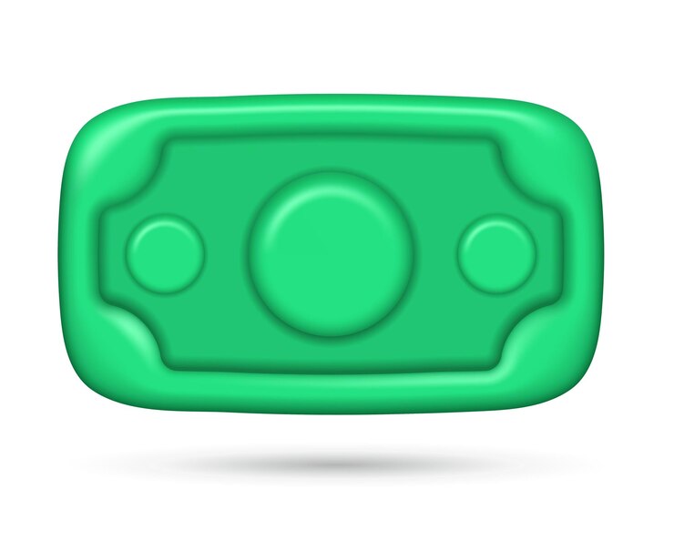 Vetor nota de papel em desenho animado estilo 3d dinheiro verde como moeda de financiamento de dinheiro ícone para pagamentos ilustração em vetor de comércio eletrônico bancário de dinheiro universal
