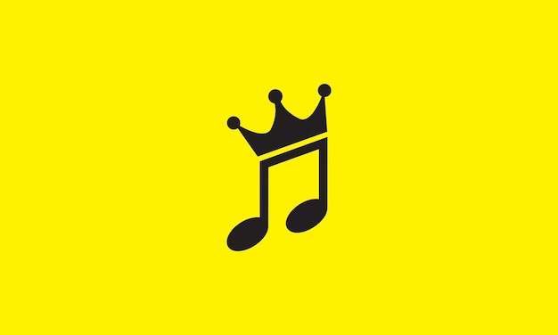Nota musical com ilustração de design de ícone de símbolo de vetor de logotipo de coroa