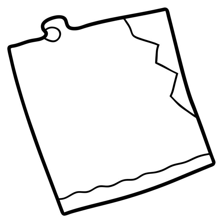Vetor nota pegajosa rasgada contorno livro de colorir página desenho de arte de linha