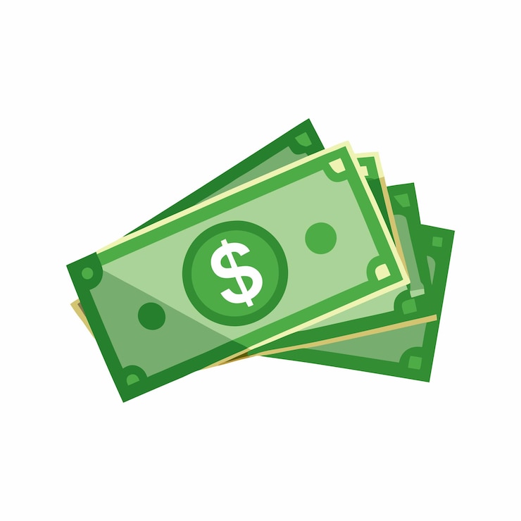 Vetor notas de dólar isoladas em fundo branco