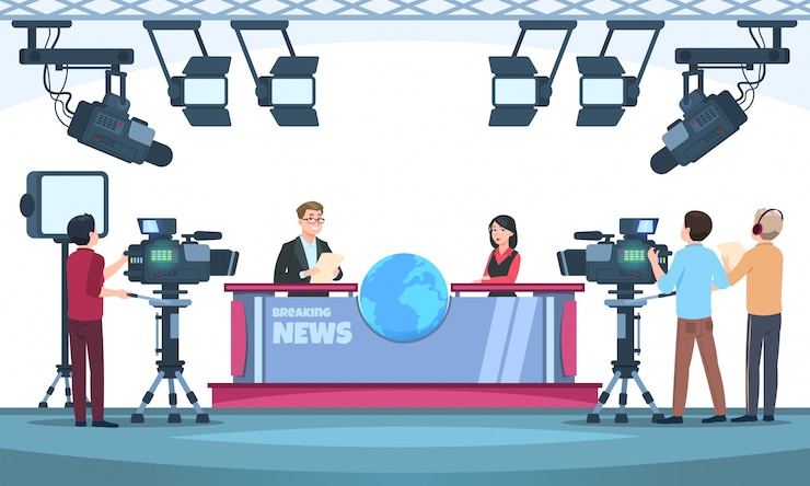 Vetor notícias tv show studio