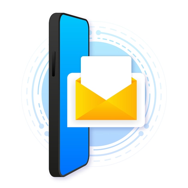 Notificação de e-mail não lida nova mensagem na tela do smartphone conceito de mensagens online ilustração vetorial