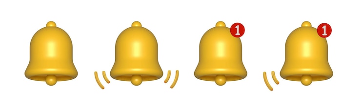 Vetor notificação de sino 3d. sino de renderização 3d. sino de notificação de mídia social. vetor 3d.