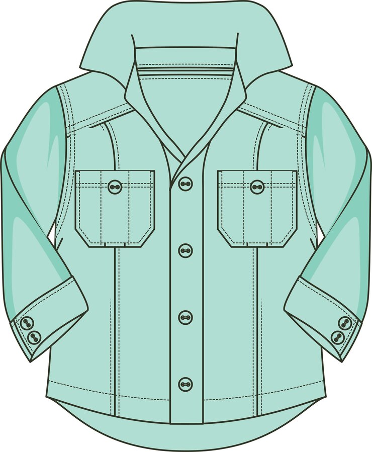 Vetor nova camisa de dois poket modelo de ilustração vetorial pacote técnico desenho técnico esboço plano plano