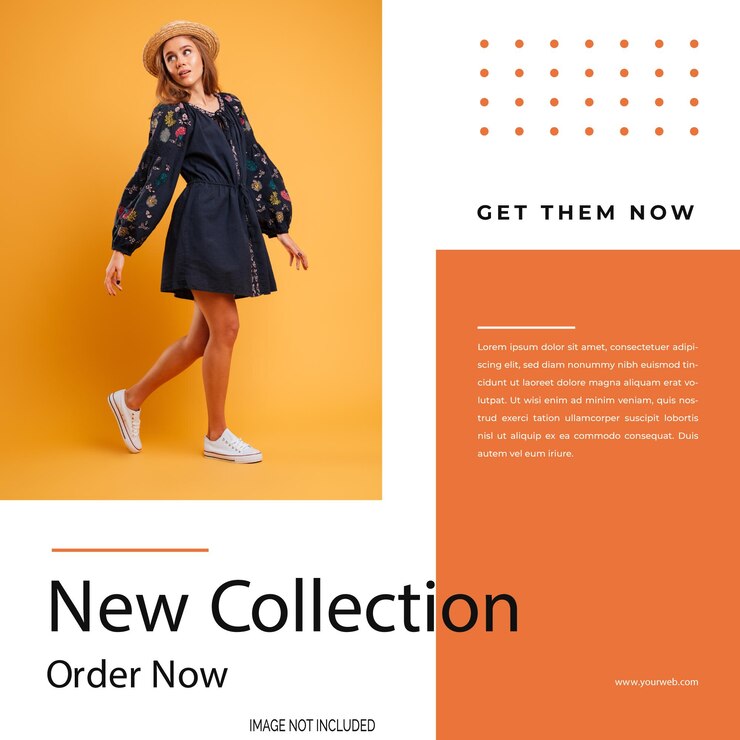 Vetor nova coleção de encomenda agora produto moda post nas redes sociais