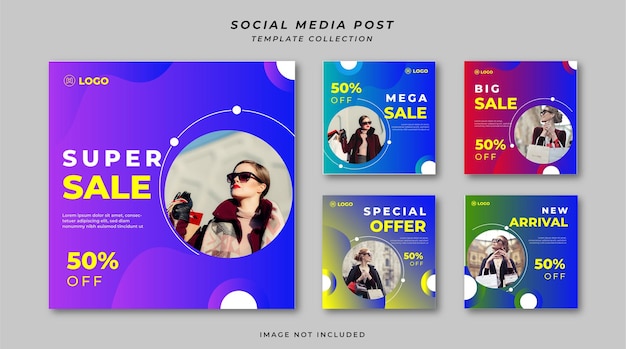 Nova coleção super venda mídia social promoção banner post modelo
