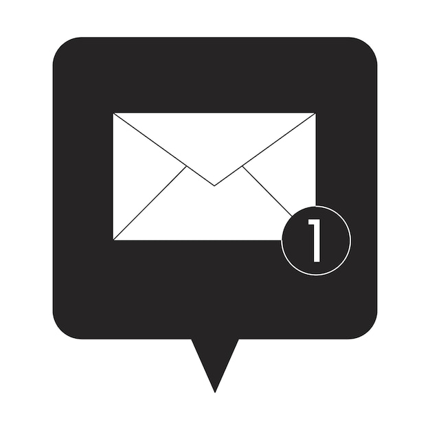 Nova notificação de mensagem ícone vetor isolado monocromático e-mail bolha de fala envelope editável preto e branco linha arte desenho simples contorno ilustração local para web design gráfico