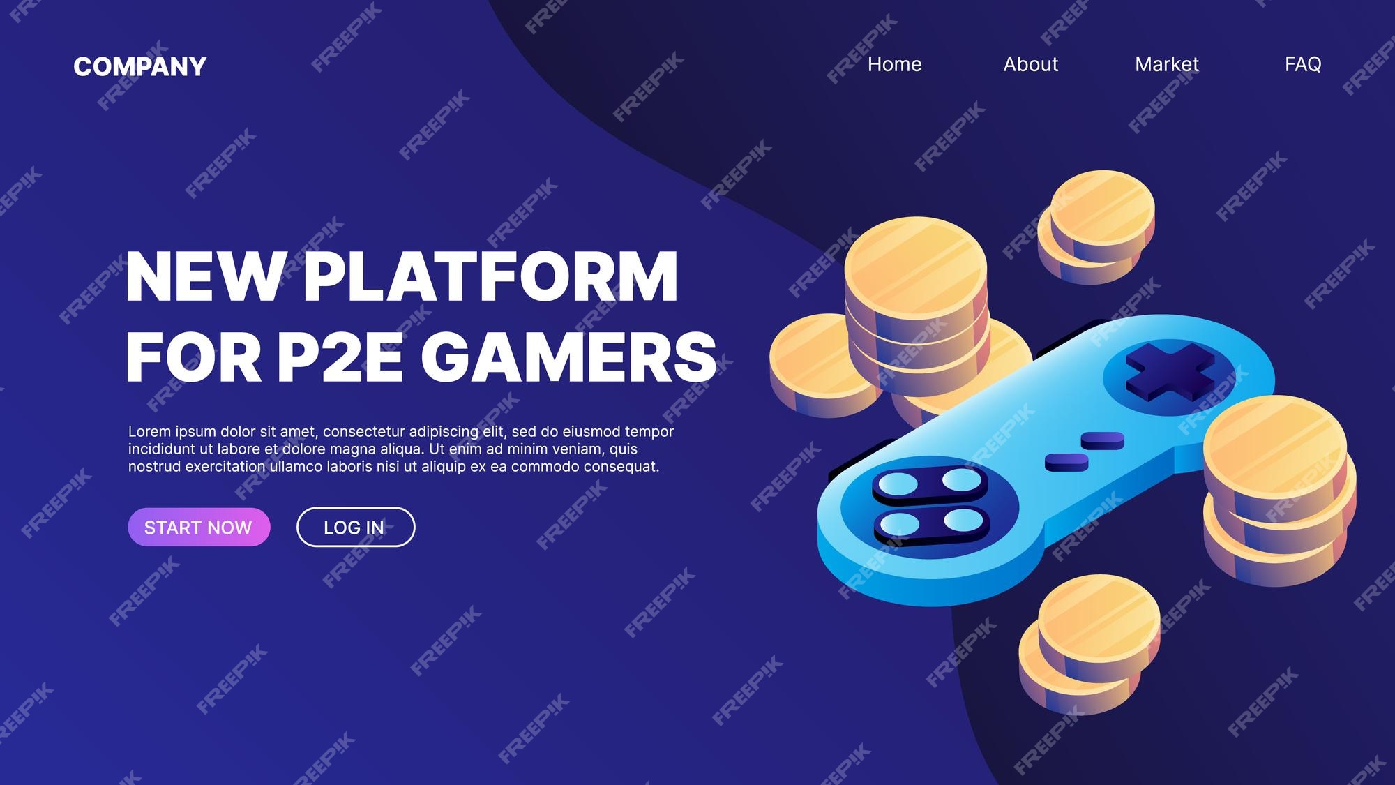 Nova plataforma para design de página de destino do site de jogos p2e