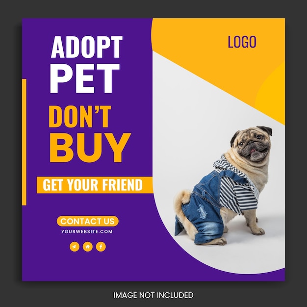 nova postagem de mídia social para animais de estimação, design de modelo do Instagram