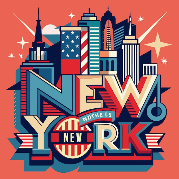 Vetor nova york design de tipografia vintage em ilustração vetorial de camisetas, roupas e outros usos