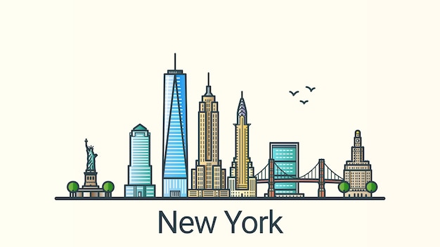 Vetor nova york em estilo moderno de linha plana