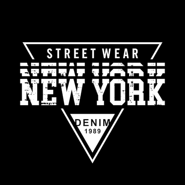 Nova york triângulo efeito de linha grunge design tipografia ilustração gráfica vetorial para impressão de camisetas e outros