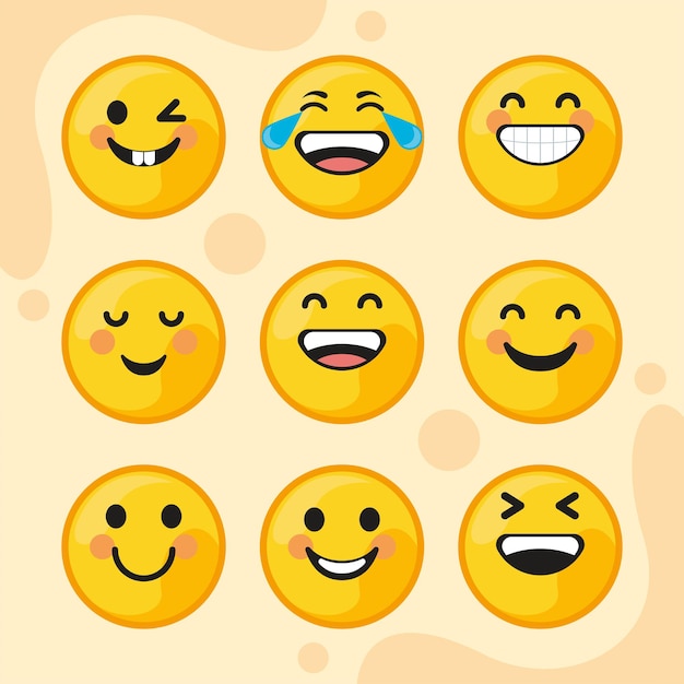 Nove emoticons sorrindo