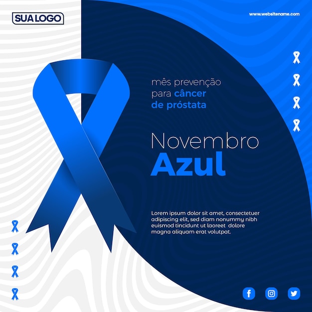 Vetor novembro azul. modelo de postagem de mídia social de combate ao câncer de próstata