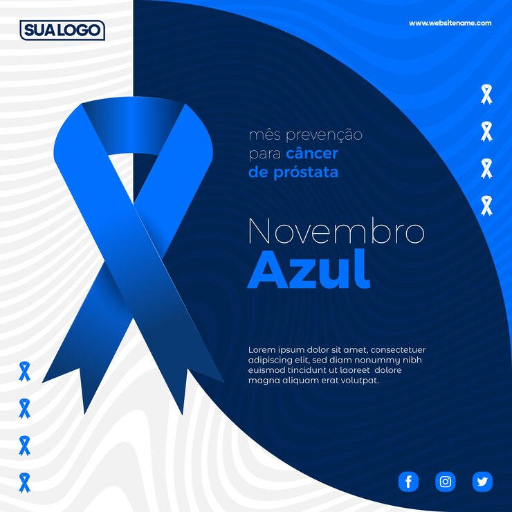 Vetor novembro azul. modelo de postagem de mídia social de combate ao câncer de próstata