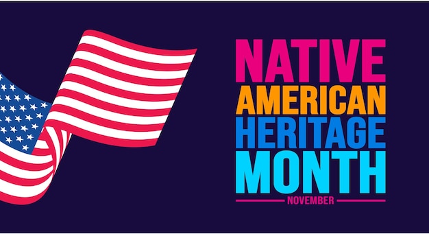 Novembro é o modelo de fundo colorido do mês da herança nativa americana com bandeira dos eua