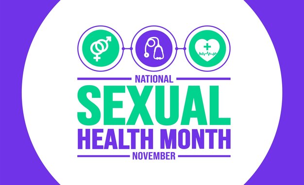 Vetor novembro é o modelo de fundo do mês nacional da saúde sexual banner de fundo do conceito de feriado
