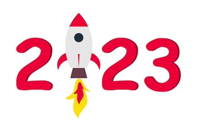 Novo ano civil de recuperação econômica de 2023 número 2023 com lançamento de foguete comercial no número um