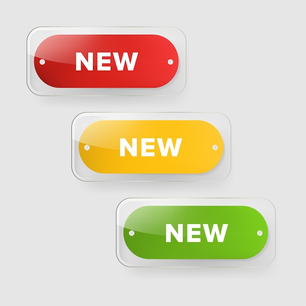 Novo banner de marca e design brilhante de crachás.