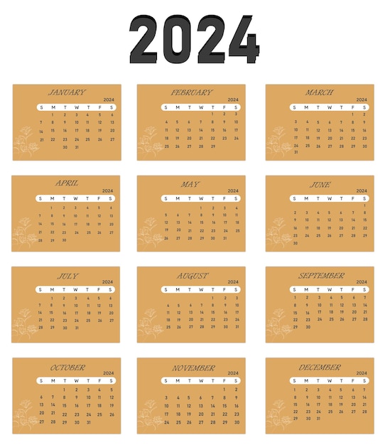 Novo calendário 2024 calendário mensal 2024