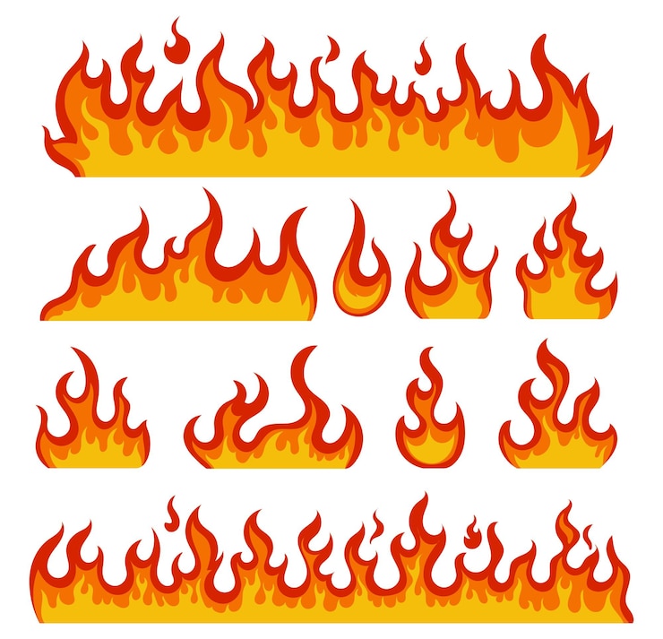 Novo design de vetor de estoque de novo conjunto de chamas de fogo