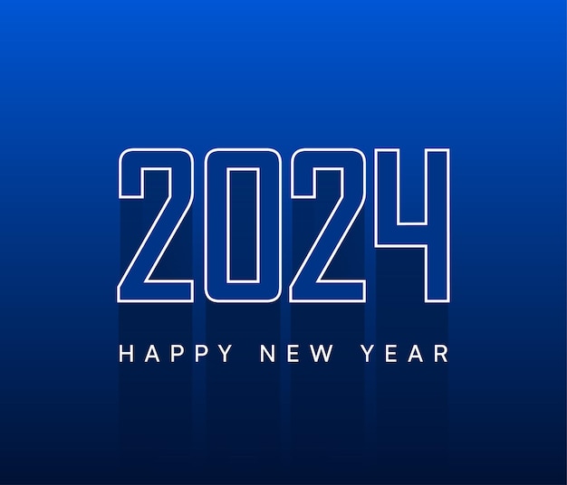 Vetor novo design tipográfico de 2024 com fundo azul