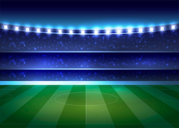 Novo fã de multidão em um estádio de futebol à noite com um fundo de holofotes Este design