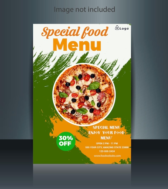 novo flyer de alimentos e vector de pós-desenho