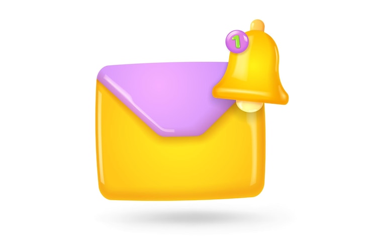 Vetor novo ícone de vetor 3d de aviso por e-mail de alerta de mensagem de notificação