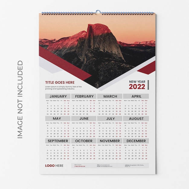 Vetor novo modelo de calendário de parede de uma página 2022