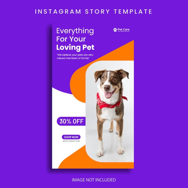 Novo modelo de história de mídia social para animais de estimação - loja de animais modelo de banner promocional de história do Instagram