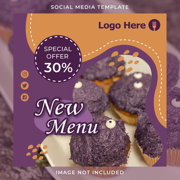 Novo modelo de postagem do instagram de design de menu de restaurante