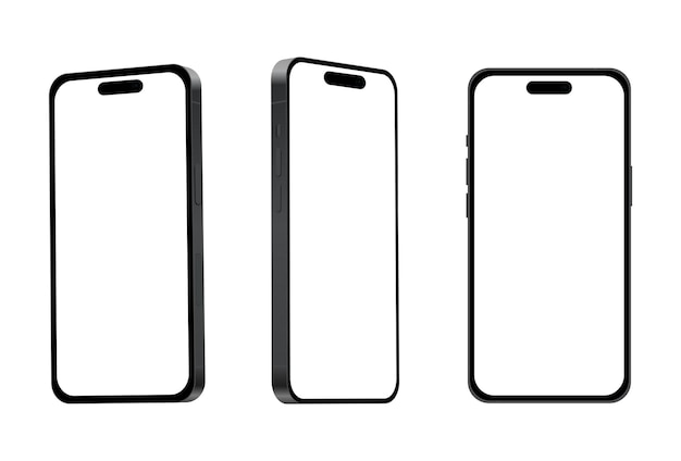 Novo modelo de smartphone preto modelo 15 mockup em ilustração vetorial de fundo branco